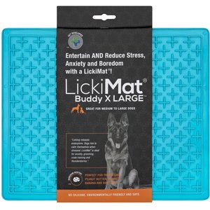LickiMat Buddy Slow Feeder Dog Lick Mat, Turquoise, X-Large