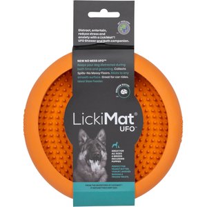LickiMat UFO Slow Feeder Dog Bowl, Orange, Standard