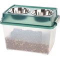 IRIS USA WeatherPro Airtight Elevated Pet Feeder w/Food Storage Container & Bowls in Lid, Green/Gray, Large/8-cup