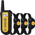 GroovyPets 650 Yard Auto Anti-bark Remote Dog Training Shock Collar, Black, 3 Dog Kit