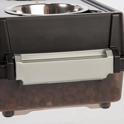 Show full view: IRIS Elevated Feeder with Airtight Food Storage, Smoke/Black, 2-cup slide 5 of 8