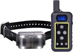 GroovyPets 2400 Yard Hunting Pet Trainer Waterproof Rechargeable Remote Dog Training Correction Shock Collar, Black