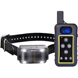 GroovyPets 2400 Yard Hunting Pet Trainer Waterproof Rechargeable Remote Dog Training Correction Shock Collar, Black