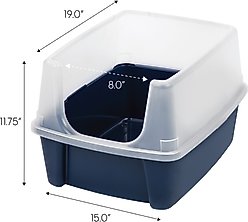 IRIS USA Open Top Litter Box with Scatter Shield & Scoop, Navy slide 2 of 9