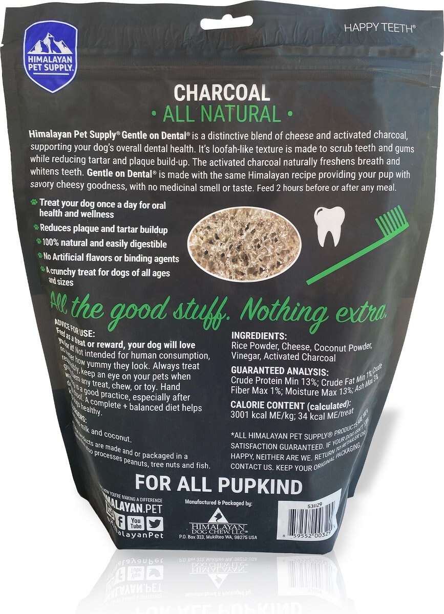 Himalayan Pet Supply Grain-Free Charcoal Cheese Dog Dental Treats, Medium, 1 count