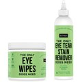 Natural Rapport Liquid & Wipes Dog Eye Tear Stain Remover Bundle, 18-oz bottle & 100 count wipes