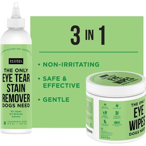 Natural Rapport Liquid & Wipes Dog Eye Tear Stain Remover Bundle, 18-oz bottle & 100 count wipes