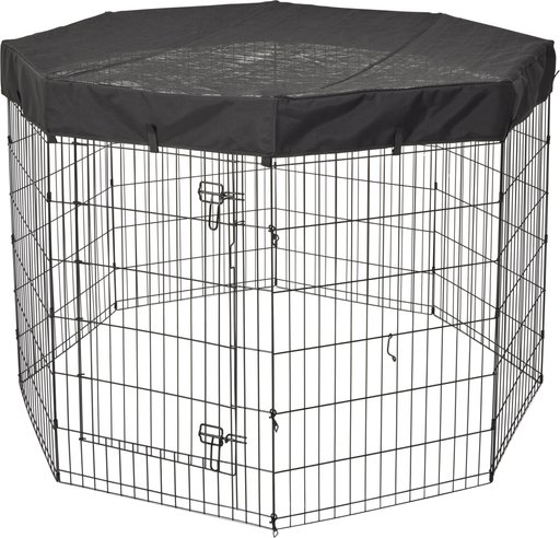 MidWest Exercise Pen Top Fabric Mesh Sunscreen Accessory, Octagonal Configuration, Black