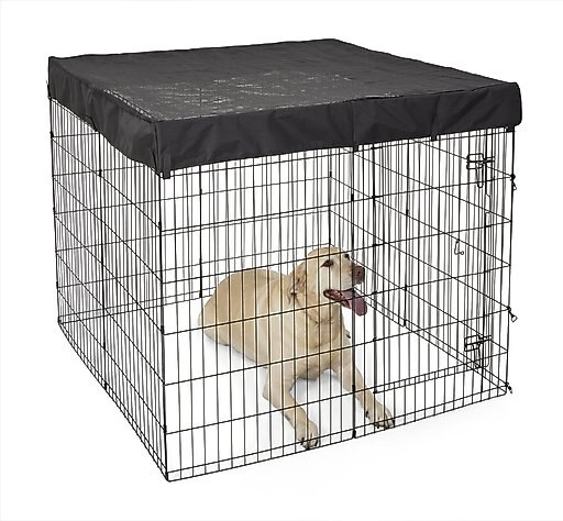 MidWest Exercise Pen Top Fabric Mesh Sunscreen Accessory, Square Configuration, Black
