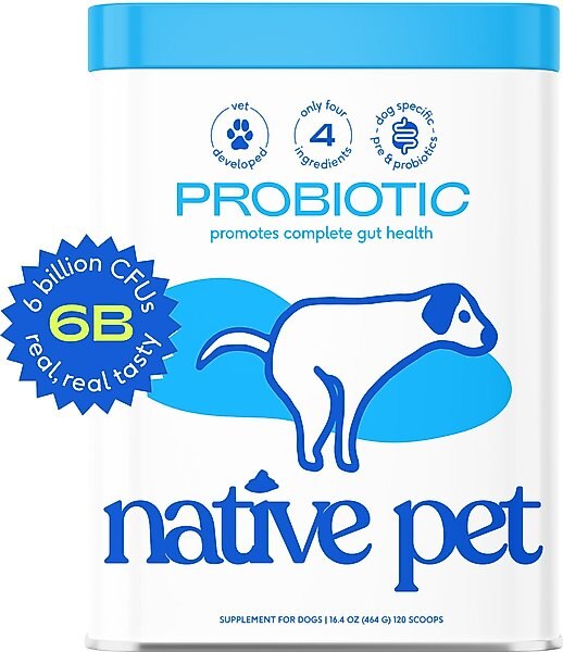 Native Pet Vet-Formulated Probiotic & Prebiotic Digestive Issues Powder Supplement for Dogs, 16.4-oz can slide 1 of 8