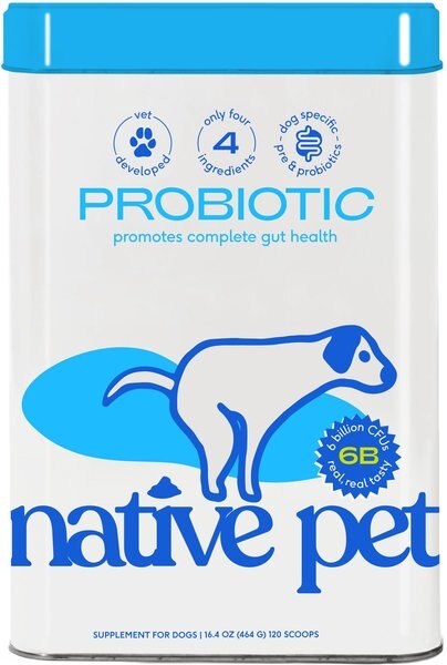 Native Pet Vet-Formulated Probiotic & Prebiotic Digestive Issues Powder Supplement for Dogs, 16.4-oz can slide 1 of 9