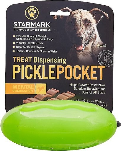 Starmark Treat Dispensing Pickle Pocket Tough Dog Toy