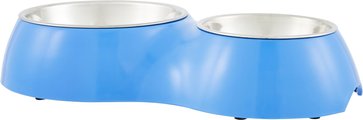 Dogit Double Diner Stainless Steel Dog Bowls, Blue, 2.15-cup