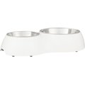 Dogit Double Diner Stainless Steel Dog Bowls, White, 2.15-cup