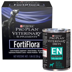Purina Pro Plan Veterinary Diets FortiFlora Powder Digestive Supplement, 30 count + EN Gastroenteric Wet Dog Food