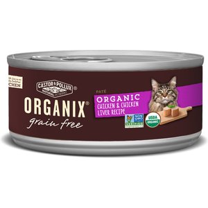 Castor & Pollux Organix Grain-Free Organic Chicken & Chicken Liver Recipe All Life Stages Canned Cat Food, 5.5-oz, case of 24