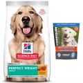 Hill's Science Diet Adult Perfect Weight Chicken Recipe Dry Food + Nutramax Cosequin Max Strength with MSM Plus Omega 3's Soft Chews Joint Supplement for Dogs, 120 count