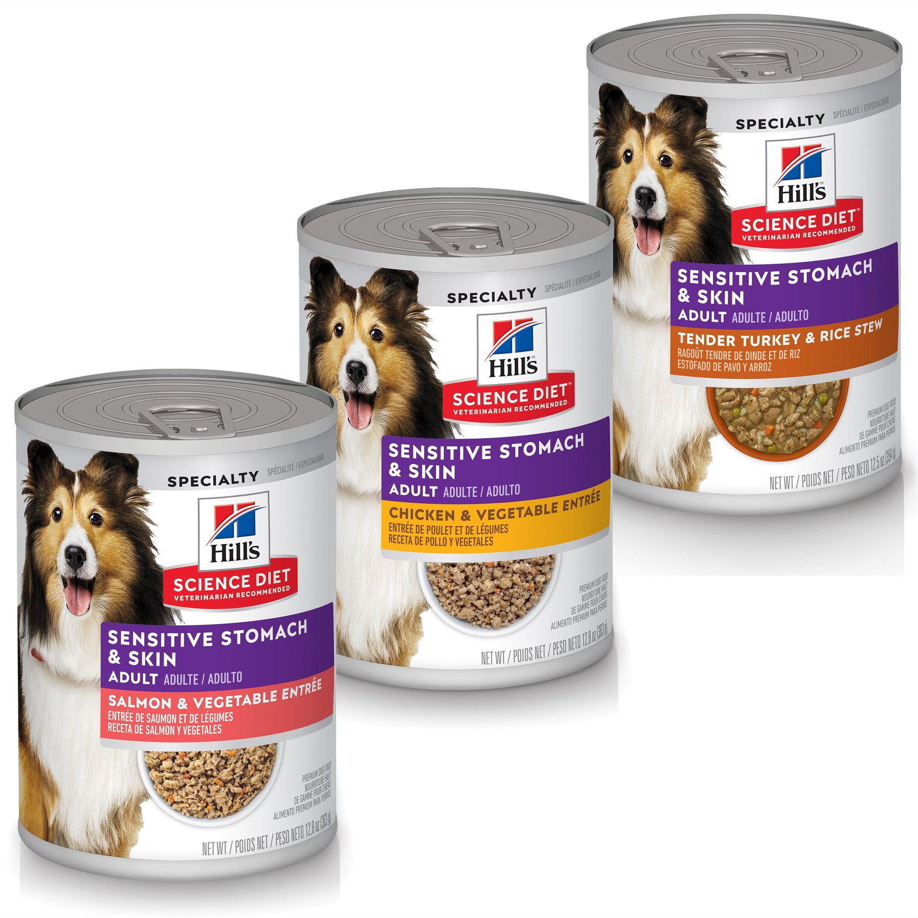 Variety Pack Hill s Science Diet Sensitive Stomach Skin Grain Free Salmon Vegetable Entree Canned Dog Food Chicken Vegetables Turkey Rice Stew Flavors Chewy