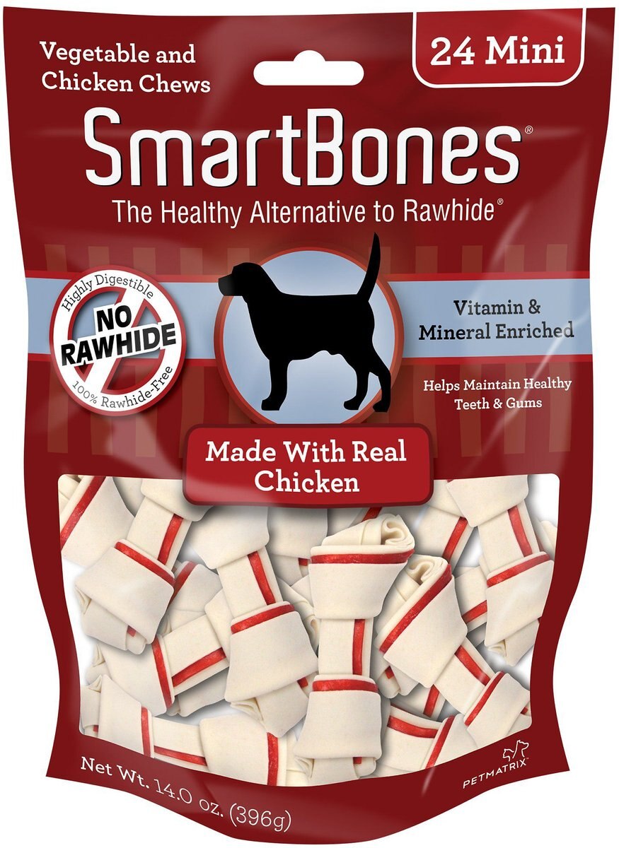Variety Pack SmartBones Mini Chicken Chew Bones Dog Treats, Peanut