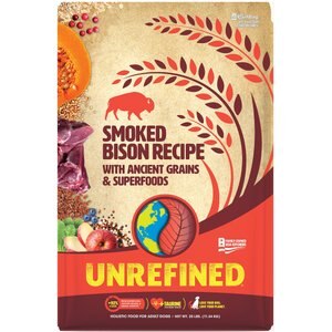Earthborn Holistic Unrefined Smoked Bison w/Ancient Grains & Superfoods Dog Dry Food, 25-lb bag