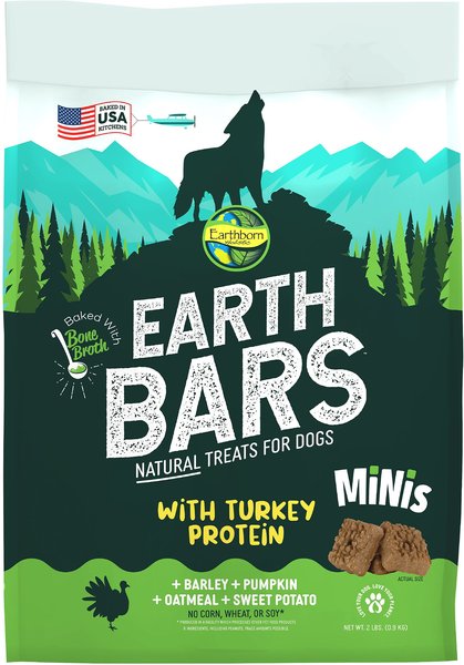 Earthborn Holistic EarthBars Minis with Turkey Protein Natural Dog Biscuit Treats, 2-lb bag slide 1 of 7