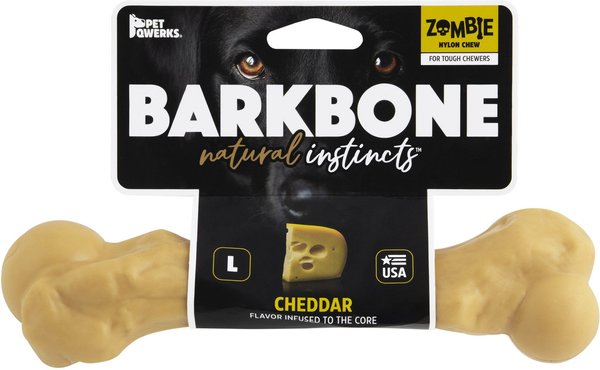 Pet Qwerks BarkBone Zombie Nylon Chew Dog Toy, Yellow, Large slide 1 of 5