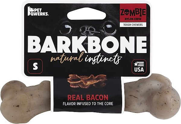 Pet Qwerks BarkBone Zombie Nylon Chew Dog Toy, Brown, Small slide 1 of 5