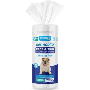 Vetnique Labs Dermabliss Medicated Face, Skin & Wrinkle Antiseptic & Tear Stain Dog & Cat Wipes, 60 count