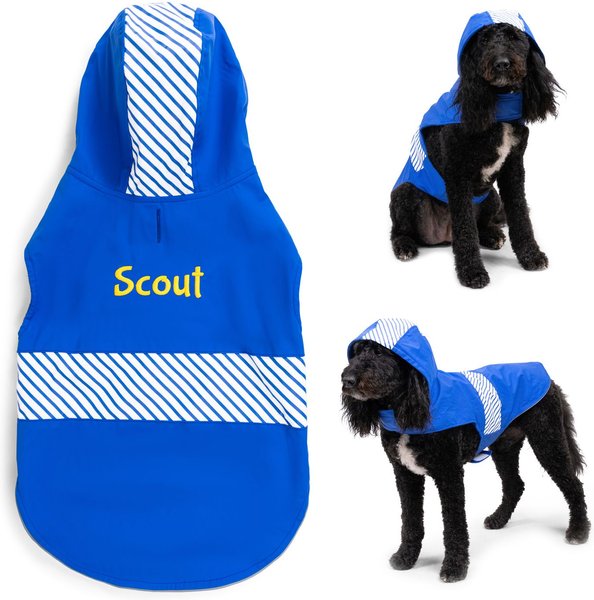 GoTags Water Resistant Personalized Dog Raincoat, Blue, Small slide 1 of 5