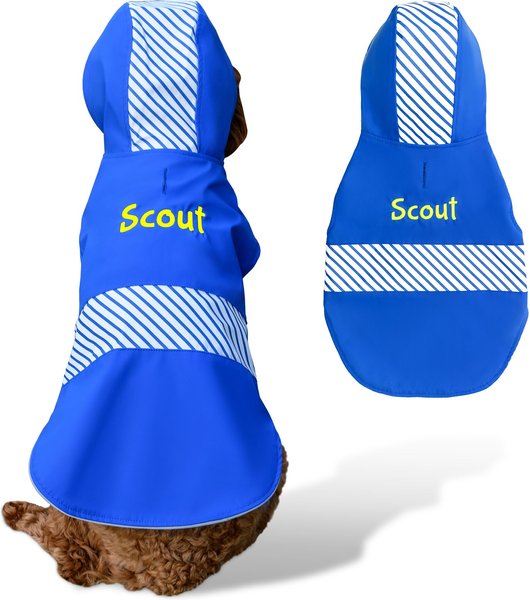 GoTags Water Resistant Personalized Dog Raincoat, Blue, Medium slide 1 of 5