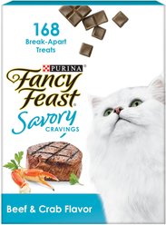 Fancy Feast Savory Cravings Beef & Crab Flavor Limited Ingredient Soft Cat Treats, 3-oz box