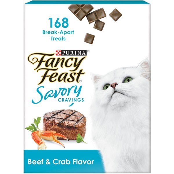 FANCY FEAST Savory Cravings Beef Flavor Limited Ingredient Soft Cat Treats, 3oz box