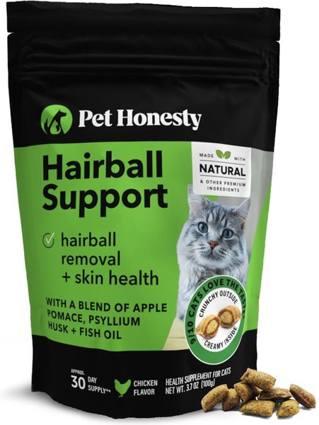 PetHonesty Dual Texture Hairball Support Chews Supplement for Cats, 3.7-oz bag slide 1 of 8