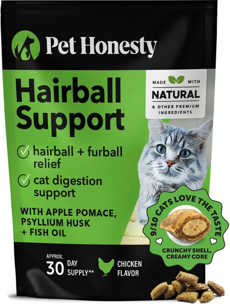 PETHONESTY Dual Texture Hairball Support Chews Supplement for Cats 3.7 oz bag Chewy