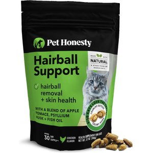 PetHonesty Dual Texture Hairball Support Chews Supplement for Cats, 3.7-oz bag