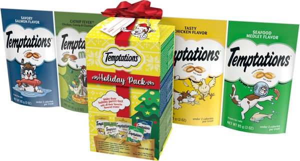 Temptations Holiday Variety Pack Adult Cat Treats, 3-oz pouch, case of 5 slide 1 of 9