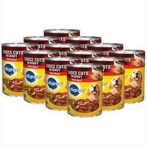 Pedigree Choice Cuts in Gravy with Beef Adult Canned Wet Dog Food, 22-oz can, case of 24