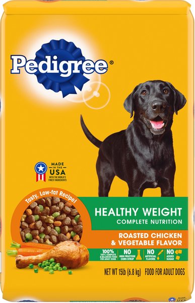 Pedigree Healthy Weight Roasted Chicken & Vegetable Flavor Dog Food, 14-lb bag, bundle of 2 slide 1 of 8