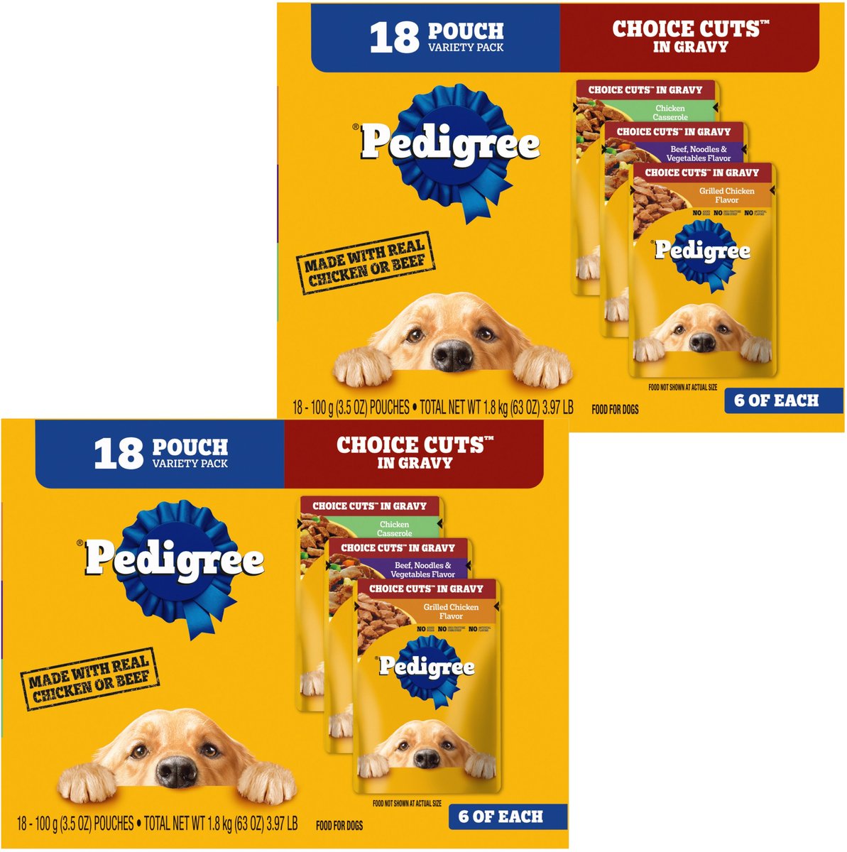 Pedigree Choice Cuts in Gravy Variety Pack Adult Wet Dog Food, 3.5-oz pouch, 54 count