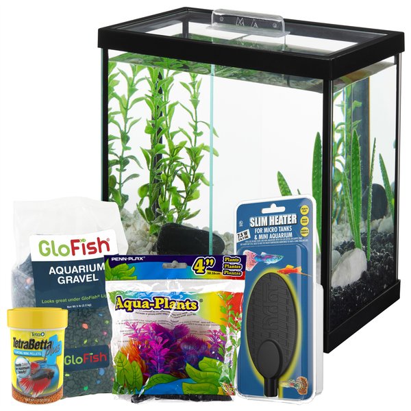 Fish Starter Kit - Frisco Betta Aquarium, Tetra Betta Food, GloFish Gravel, Hydor Heater, Penn-Plax Plants slide 1 of 9