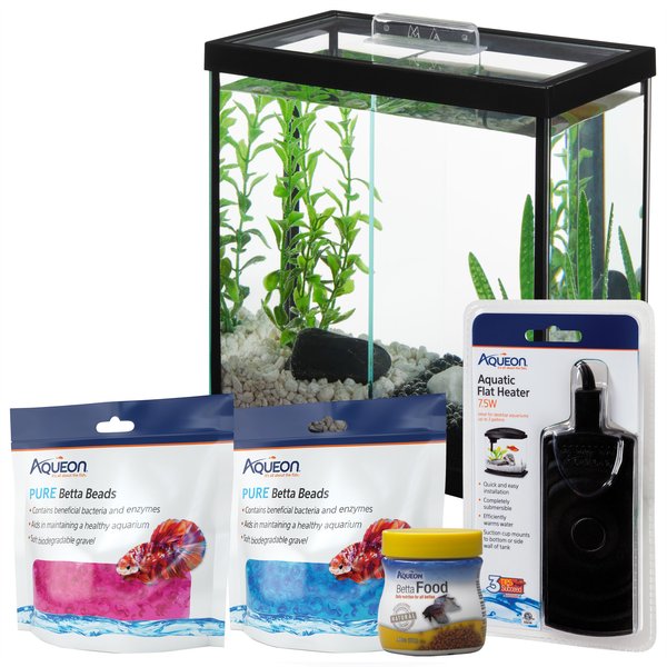 Fish Starter Kit - Frisco Betta Aquarium, Aqueon Betta Food, Water Care, Heater slide 1 of 9