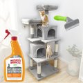 Cat Tree Starter Kit - Frisco 61-in Tree, Deshedding Brush, Nature's Miracle Stain & Odor Remover
