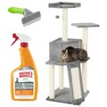 Cat Tree Starter Kit - Frisco 52-in Tree, Deshedding Brush, Nature's Miracle Stain & Odor Remover