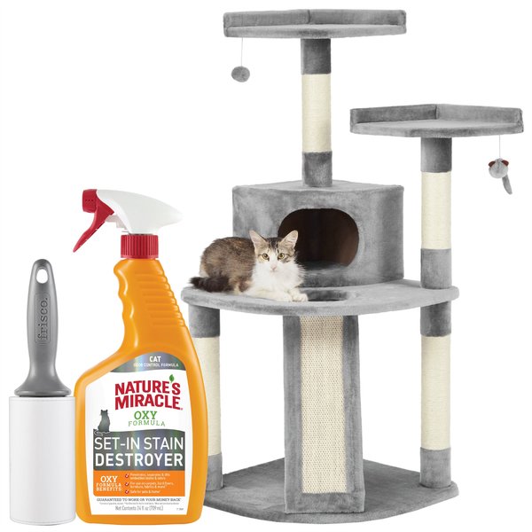 Cat Tree Starter Kit - Frisco 48-in Tree, Lint Roller, Nature's Miracle Stain & Odor Remover slide 1 of 9