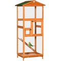 PawHut 65-in Wooden Outdoor Finches Aviary with Pull Out Tray Bird Cage, Orange