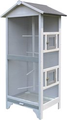 PawHut Wooden Outdoor Bird Cage, Grey