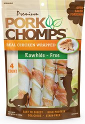 Premium Pork Chomps Real Chicken Wrapped Twists Dog Treats, Large, 4 count