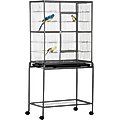 PawHut 30-in Rolling Metal Bird Cage, Black & Gray