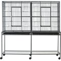 PawHut 65-in Double Rolling Metal Bird Cage, Black & Gray