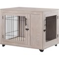 Unipaws Wooden Wire Furniture Style Dog Crate, Weathered Grey, Large
